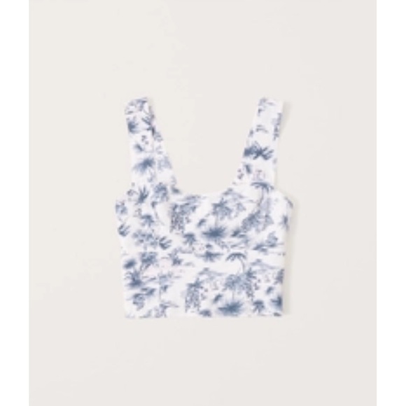 Abercrombie Linen Blend Printed Crop Top - Picture 1 of 3